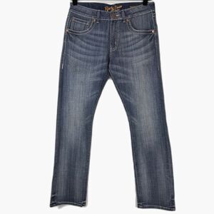 Wrangler Rock 47 Jeans Mens 32x34 Slim Straight Western Denim Blue